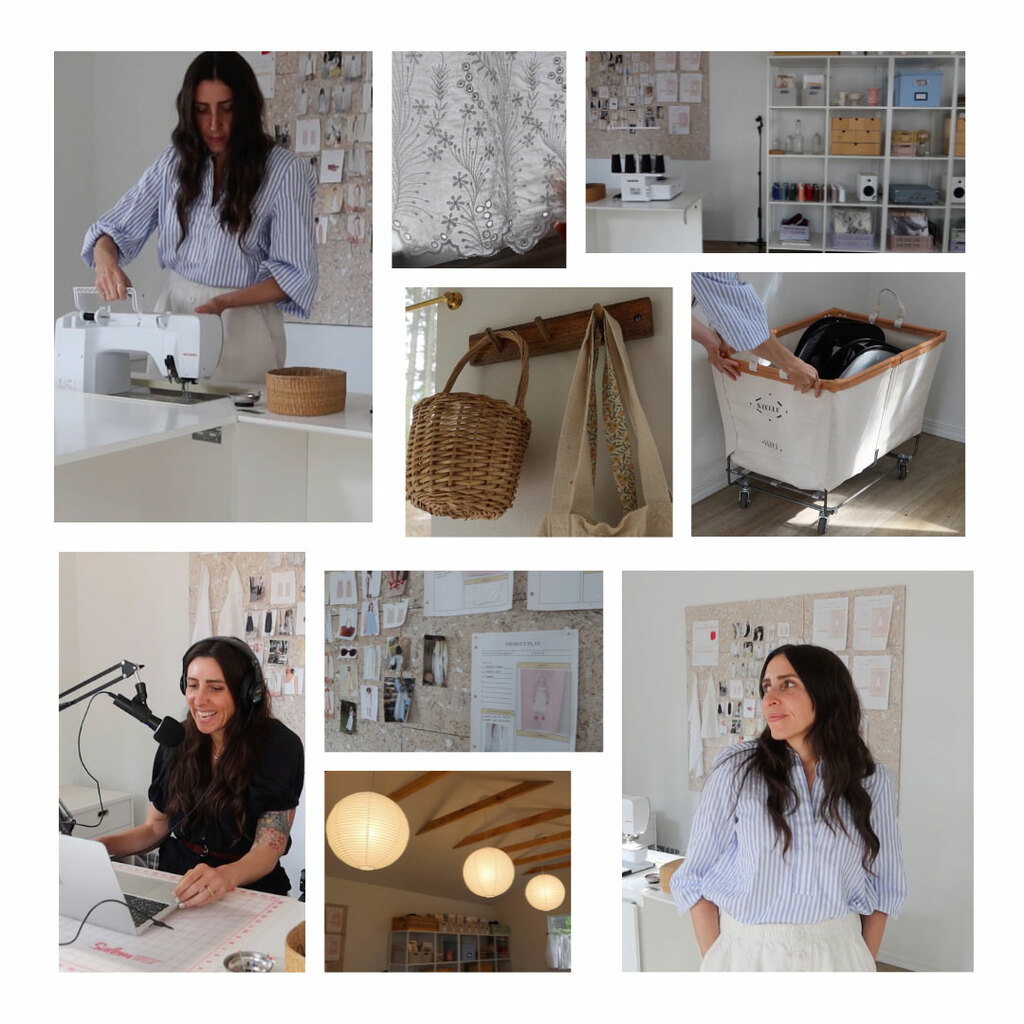 collage of sewing studio