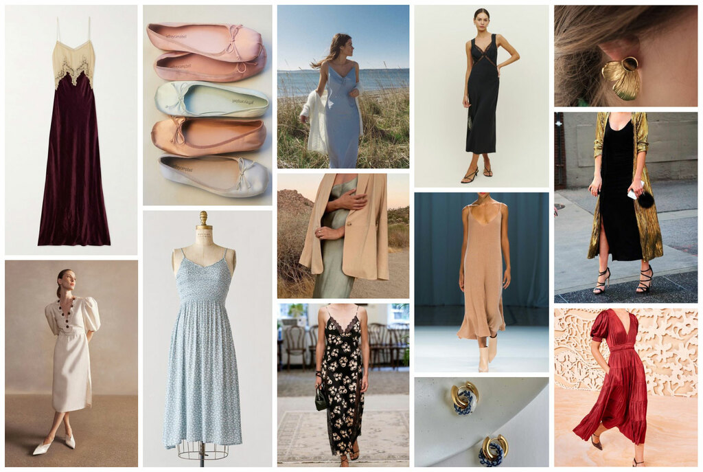 slip dress inspiration collage