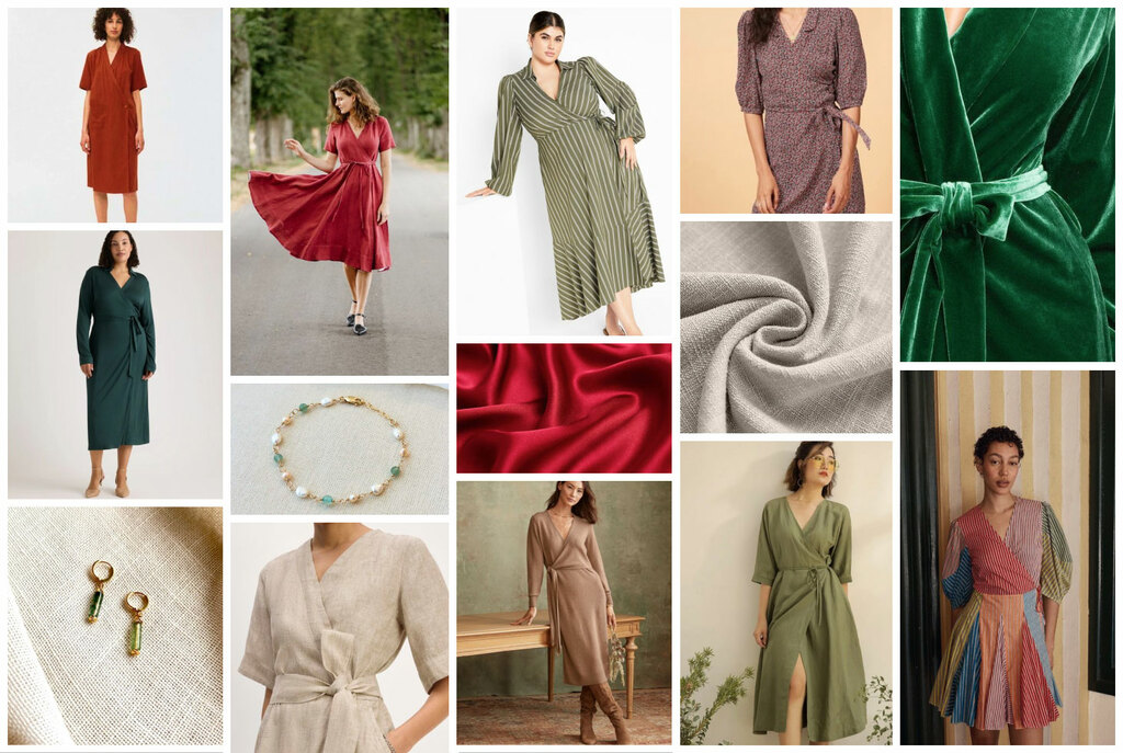 wrap dress inspiration collage