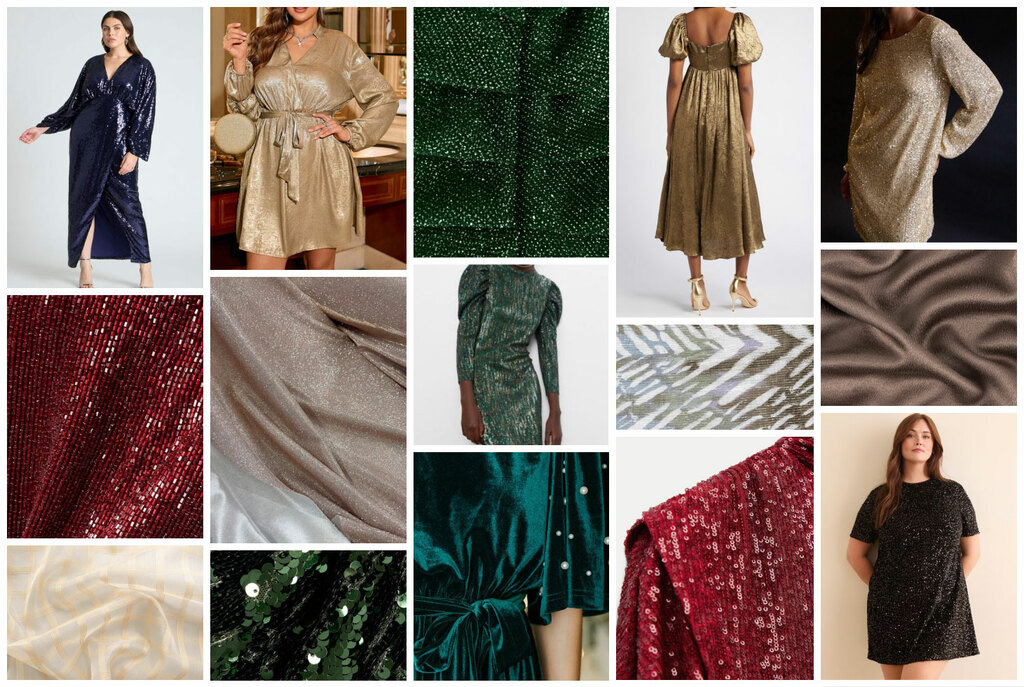 sparkly holiday dress inspiration collage