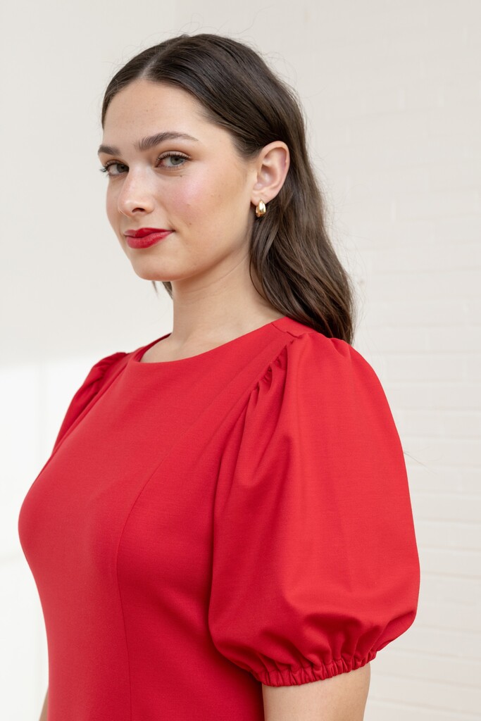 red Pomme dress sleeve detail