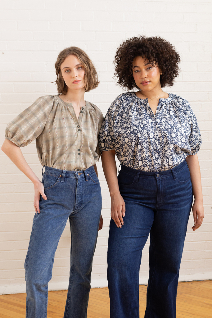 Women modeling Fern blouses