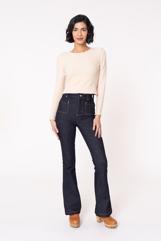 Woman modeling Chelsea jeans