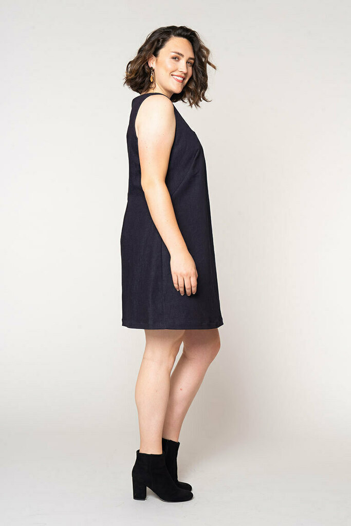Woman modeling Bryn dress side view
