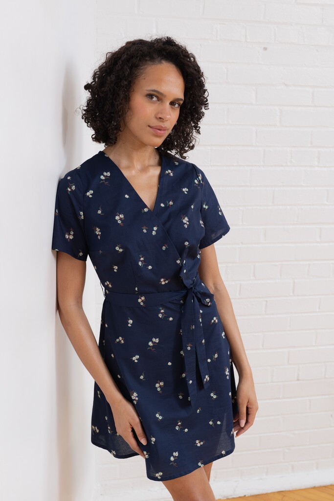 Woman wearing a floral Posie dress