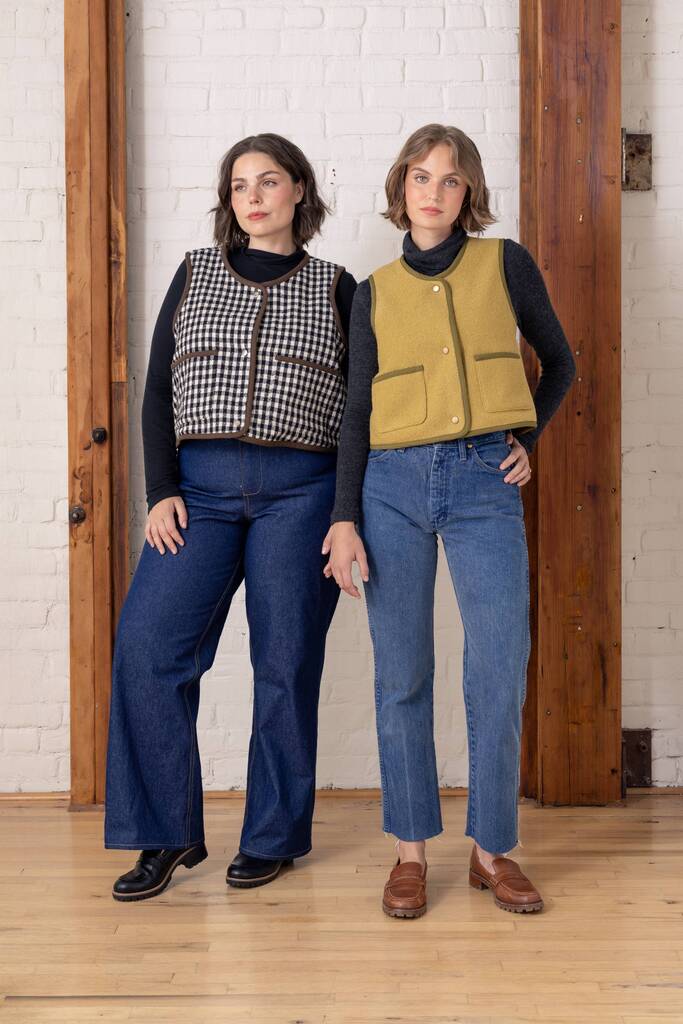 Models wearing Moss vests