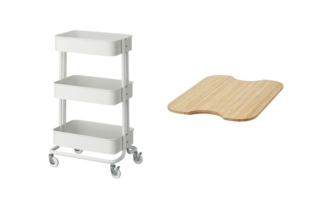 RÅSKOG cart with the NORRÅVA lid attached