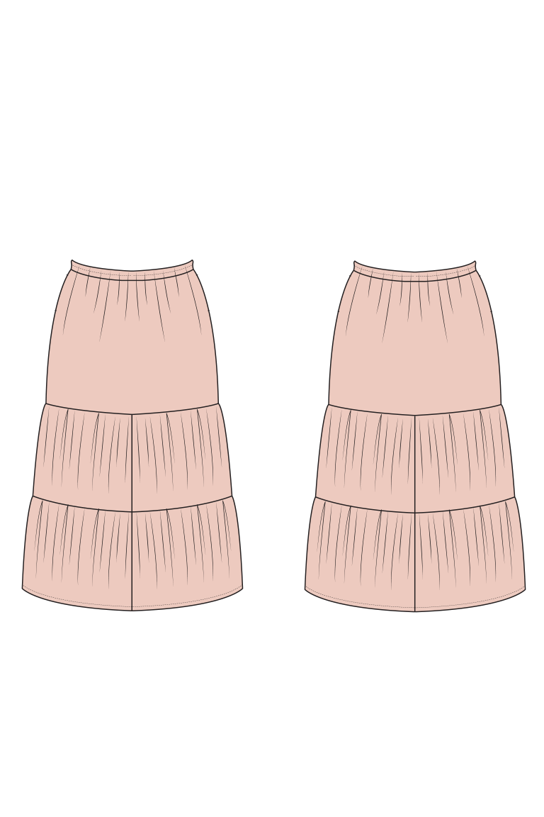 The Yarrow Three-Tier Skirt  sewing pattern, from Seamwork