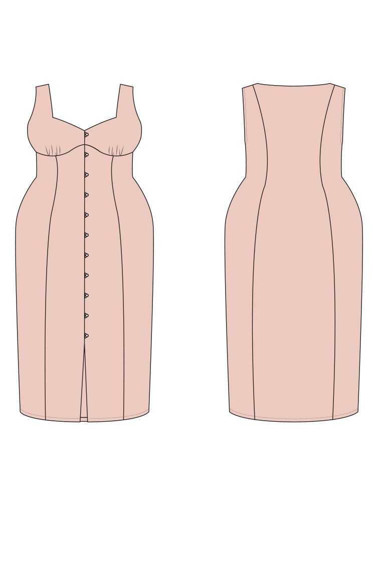The Lilac Sleeveless Midi Dress sewing pattern, from Seamwork