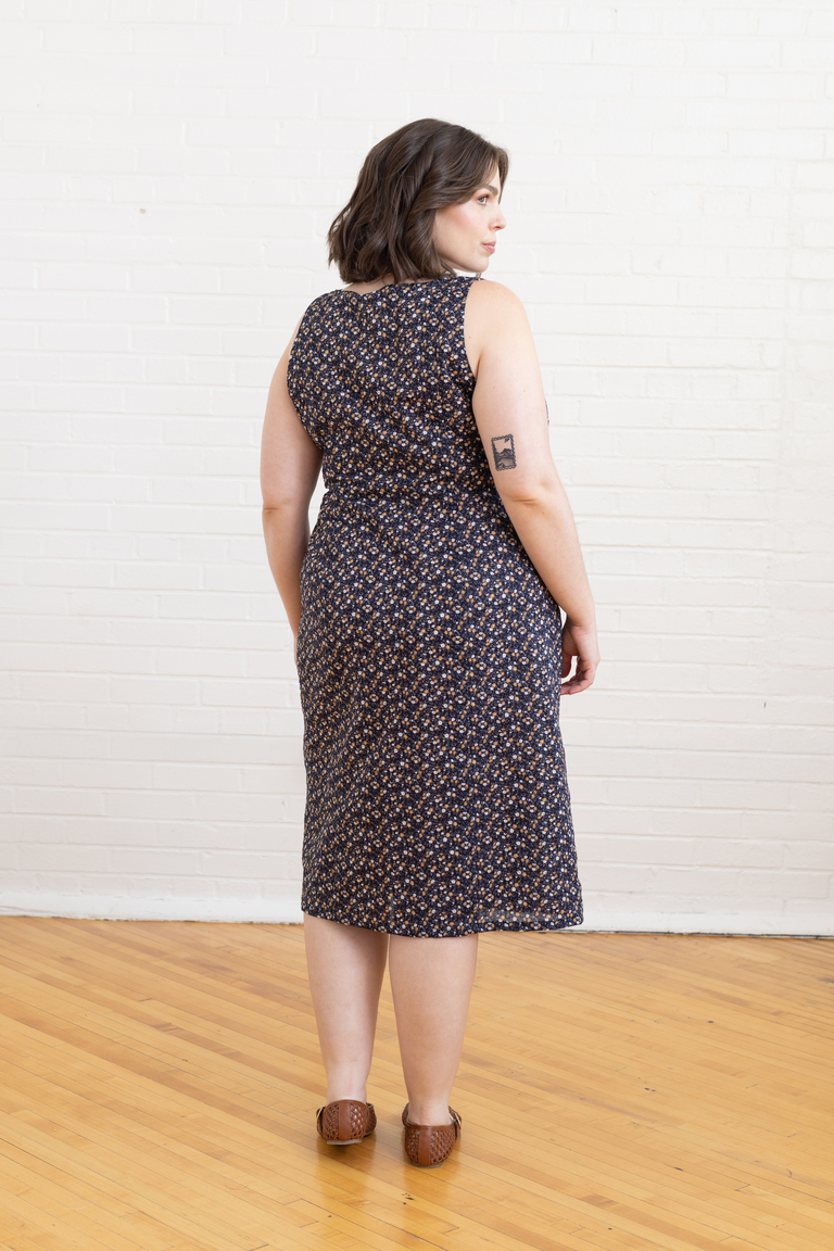 The Lilac Sleeveless Midi Dress sewing pattern, from Seamwork