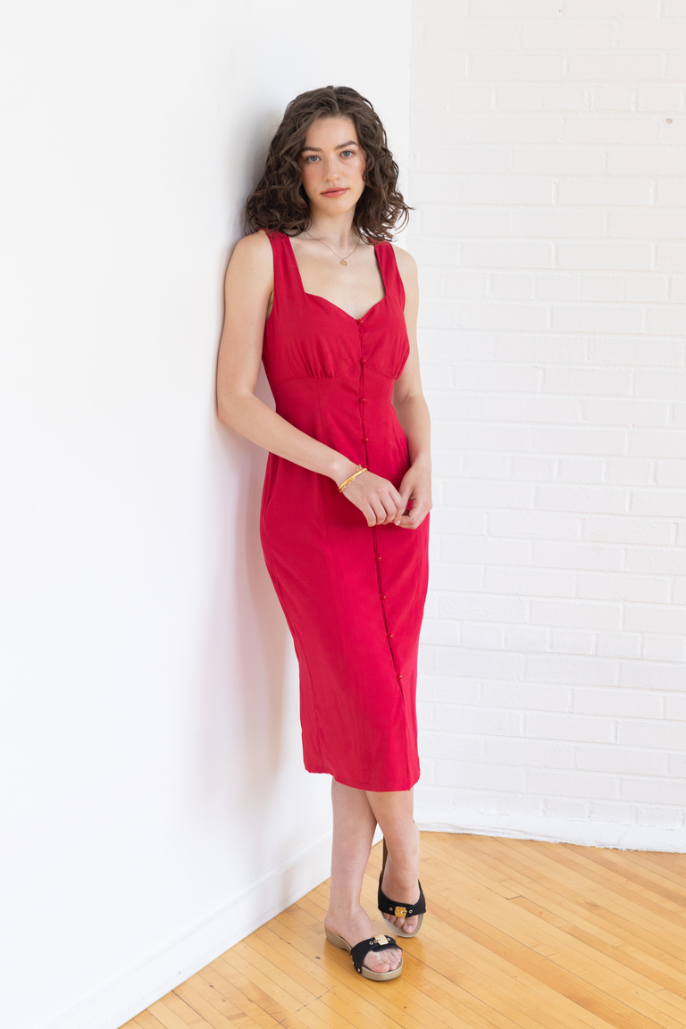 The Lilac Sleeveless Midi Dress sewing pattern, from Seamwork