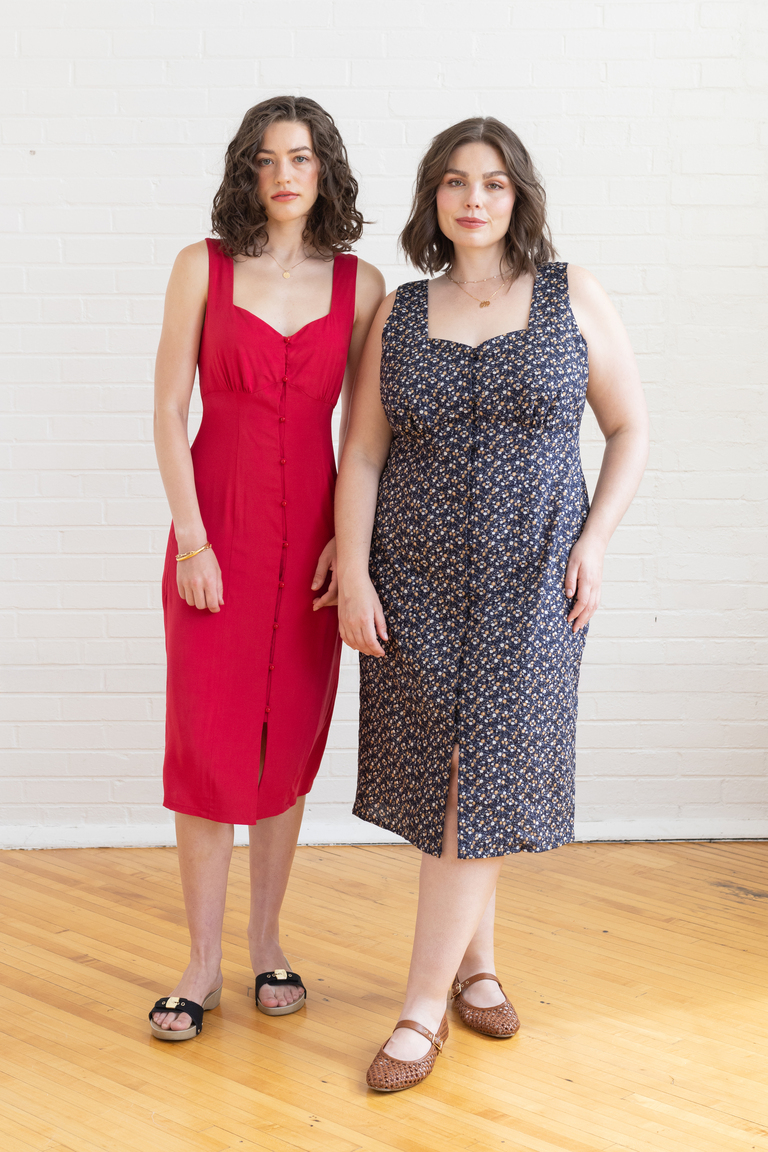 The Lilac Sleeveless Midi Dress sewing pattern, from Seamwork