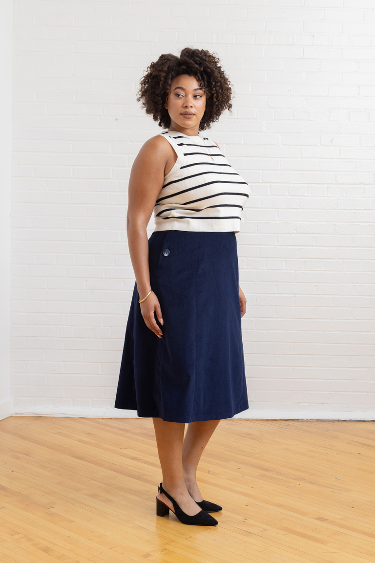 The Orla Lined Midi Skirt sewing pattern, from Seamwork