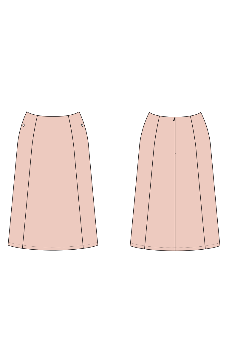 The Orla Lined Midi Skirt sewing pattern, from Seamwork