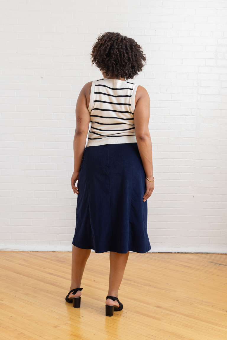 The Orla Lined Midi Skirt sewing pattern, from Seamwork