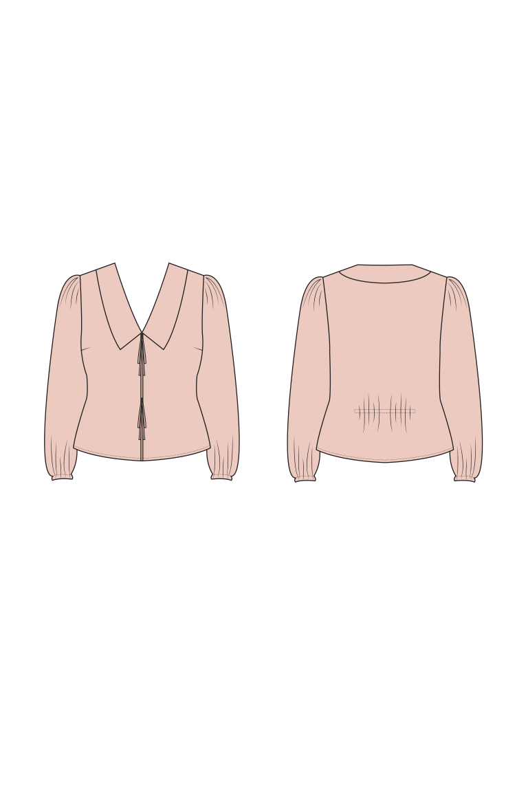 The Cosmo Tie-front Blouse sewing pattern, from Seamwork