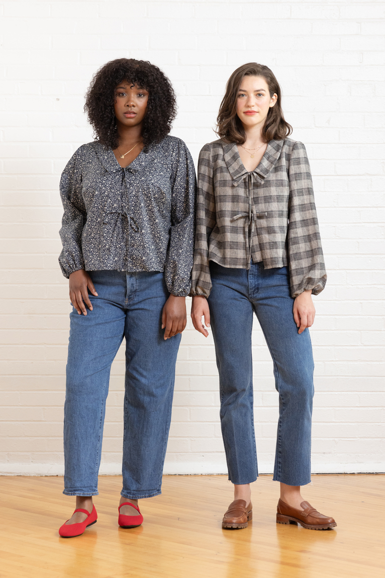 The Cosmo Tie-front Blouse sewing pattern, from Seamwork