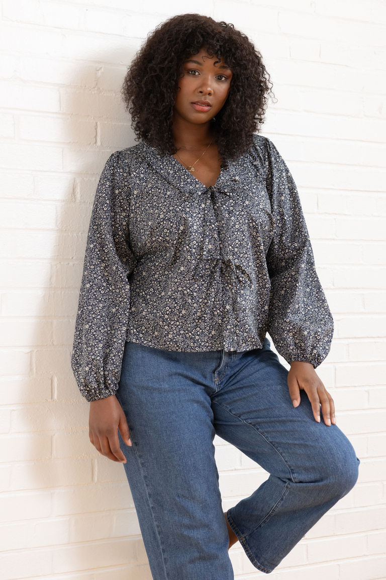 The Cosmo Tie-front Blouse sewing pattern, from Seamwork
