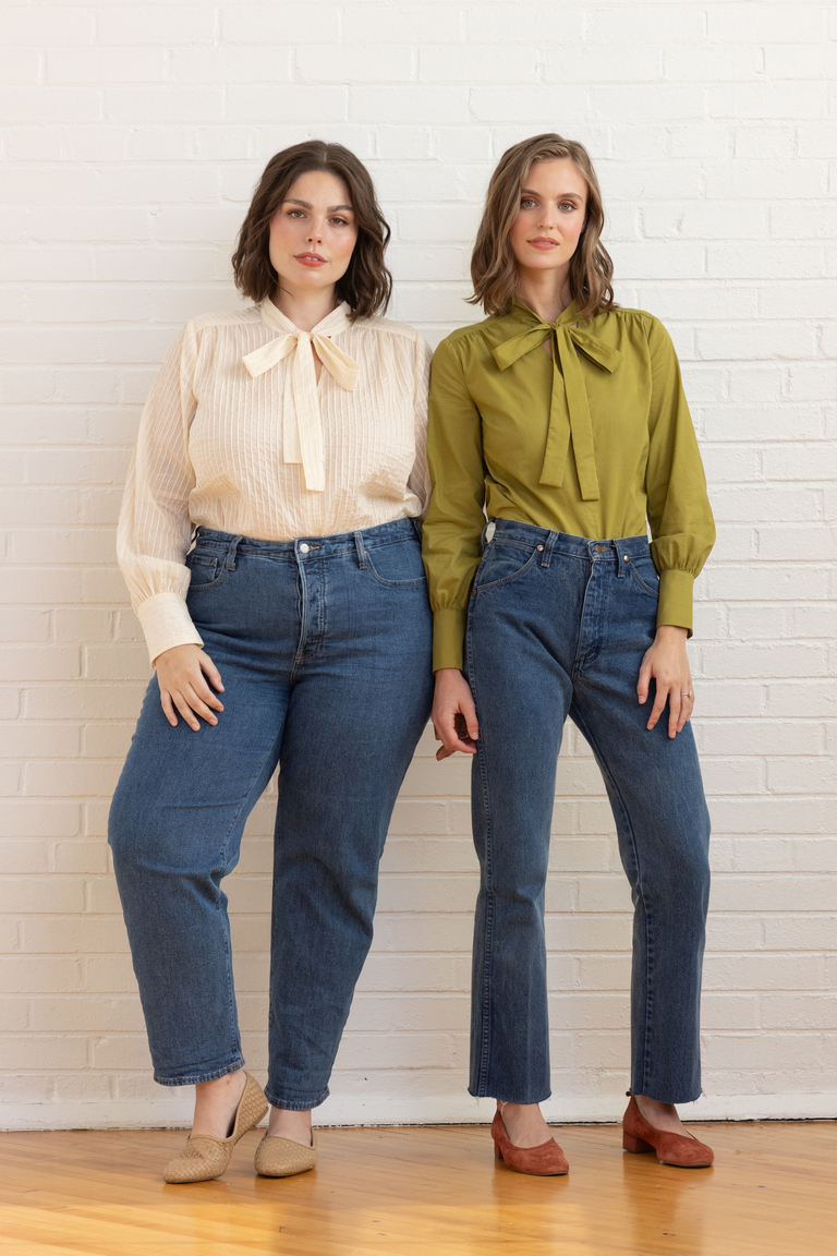 The Garnet Modern Tie Neck Blouse sewing pattern, from Seamwork