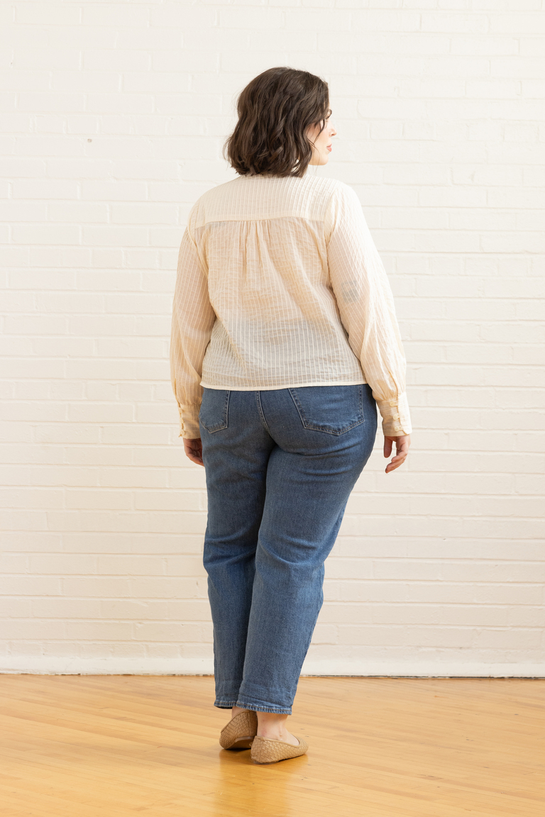 The Garnet Modern Tie Neck Blouse sewing pattern, from Seamwork
