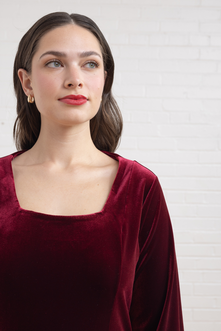 The Pomme Square Neck Knit Dress sewing pattern, from Seamwork