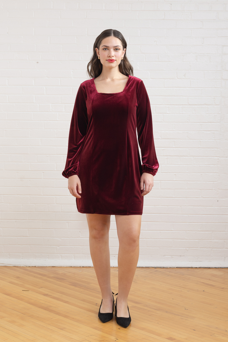 The Pomme Square Neck Knit Dress sewing pattern, from Seamwork