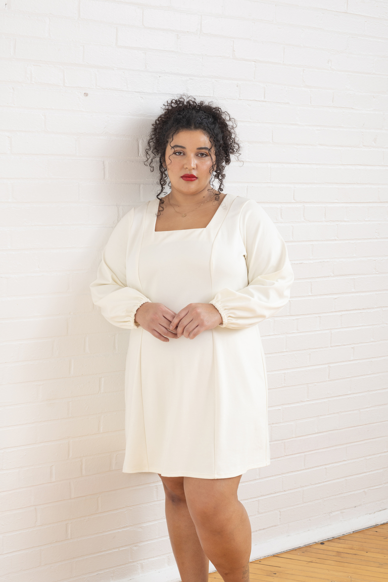The Pomme Square Neck Knit Dress sewing pattern, from Seamwork