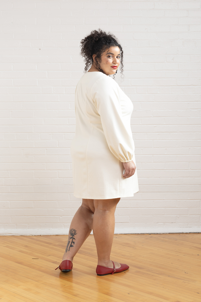 The Pomme Square Neck Knit Dress sewing pattern, from Seamwork