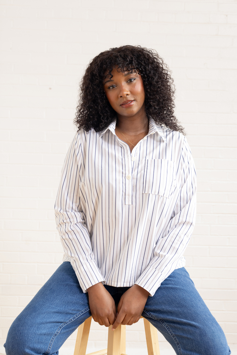 The Thyme Collared Popover Shirt sewing pattern, from Seamwork