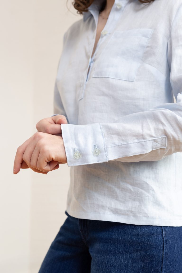 The Thyme Collared Popover Shirt sewing pattern, from Seamwork