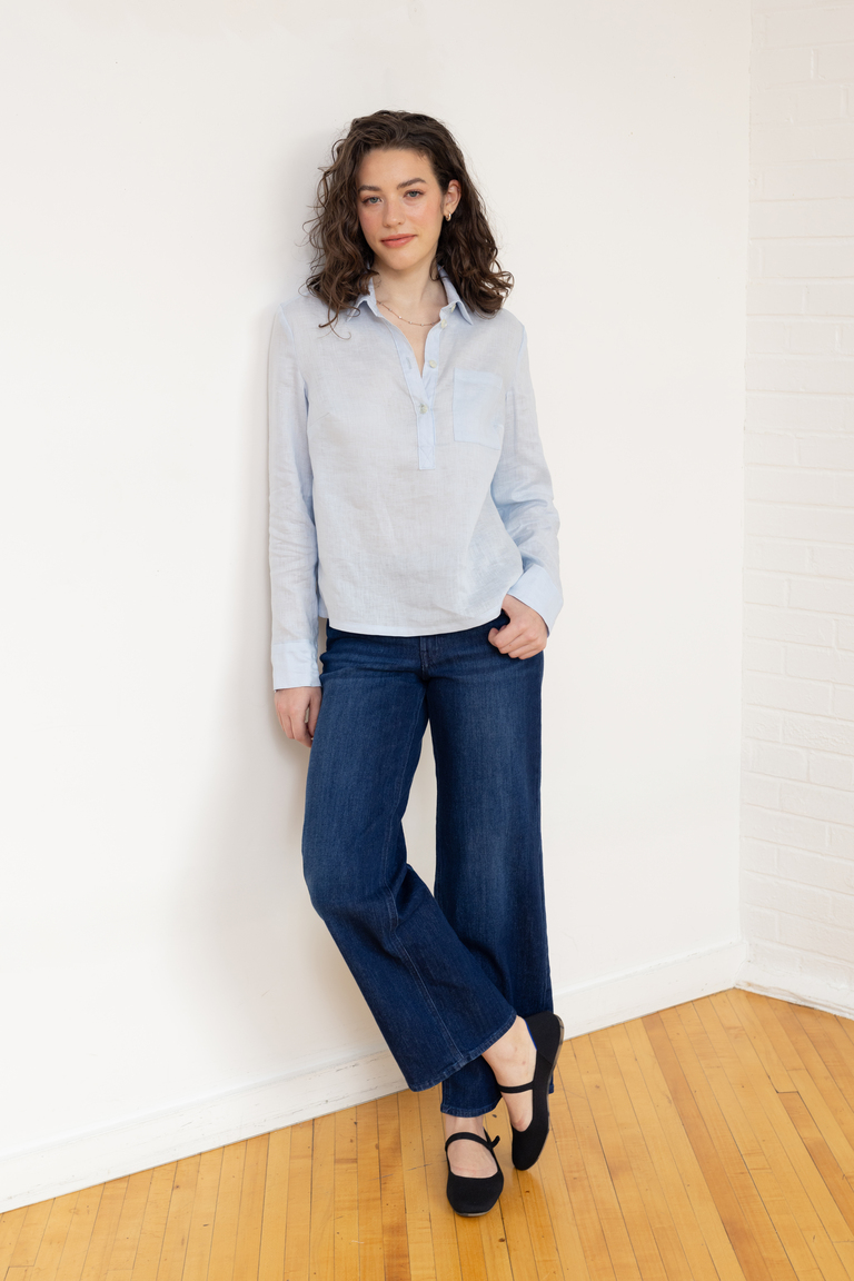 The Thyme Collared Popover Shirt sewing pattern, from Seamwork