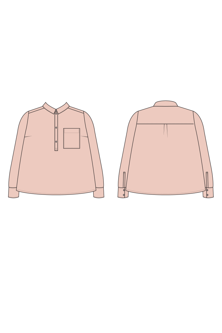 The Thyme Collared Popover Shirt sewing pattern, from Seamwork