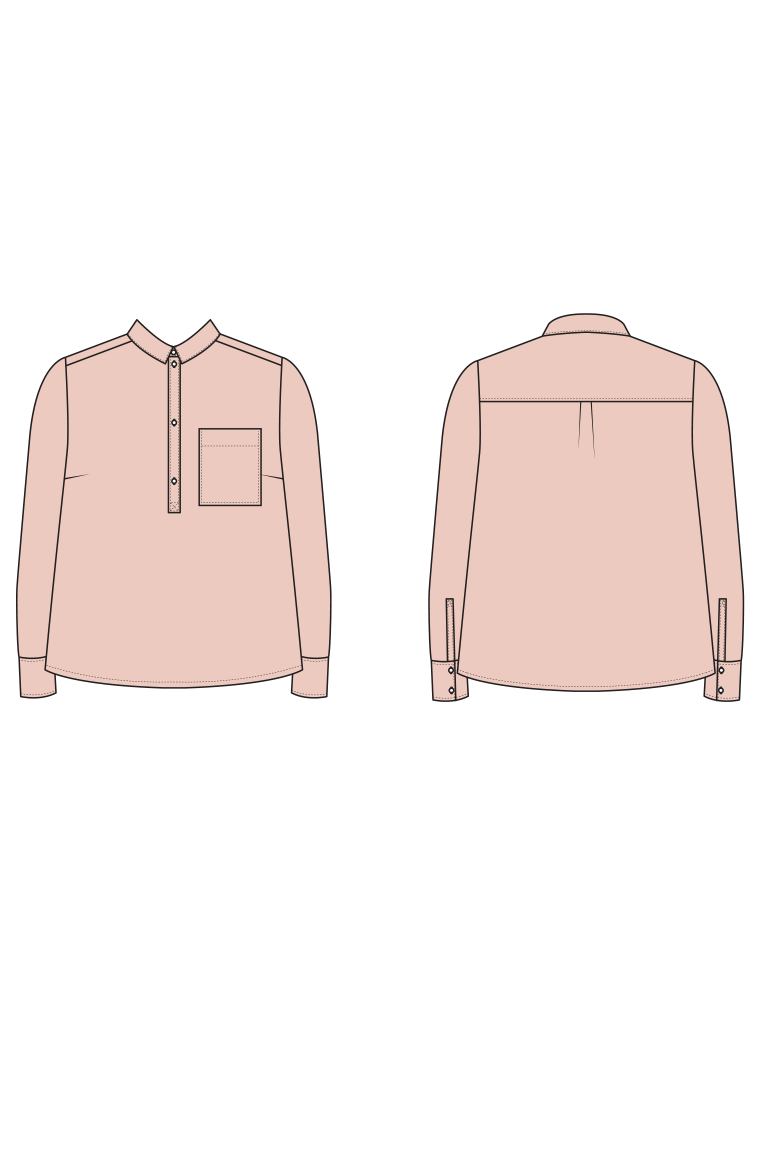 The Thyme Collared Popover Shirt sewing pattern, from Seamwork