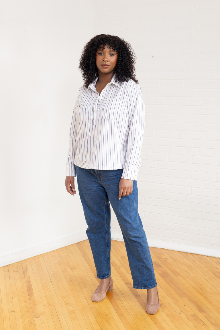 The Thyme Collared Popover Shirt sewing pattern, from Seamwork